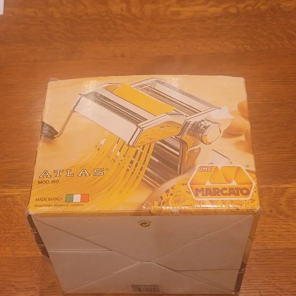 Marcato Atlas 150 Manual Pasta Maker w/ Hand Crank & Clamp Noodle Making Machine